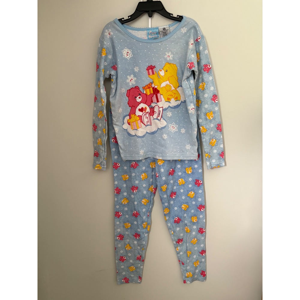 Vintage 2004 Care Bears‎ Pajamas Youth Sz 10 Funshine & Tenderheart Bear Y2K 90s